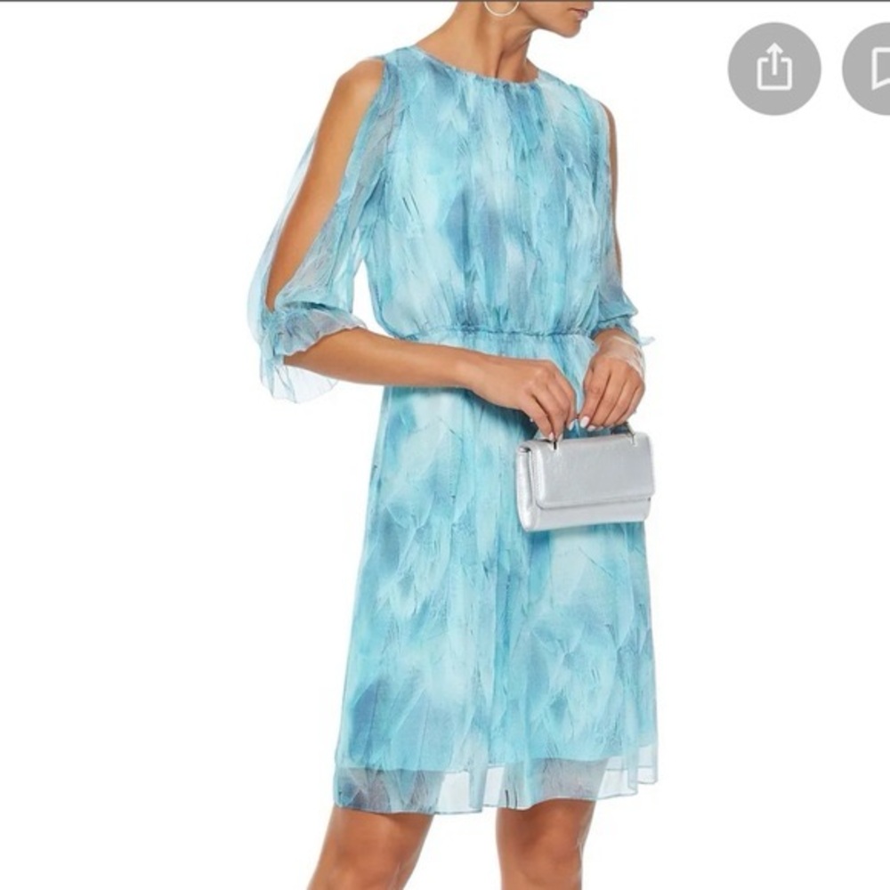 Elie Tahari Light Blue Long Sleeve Dress 100% silk